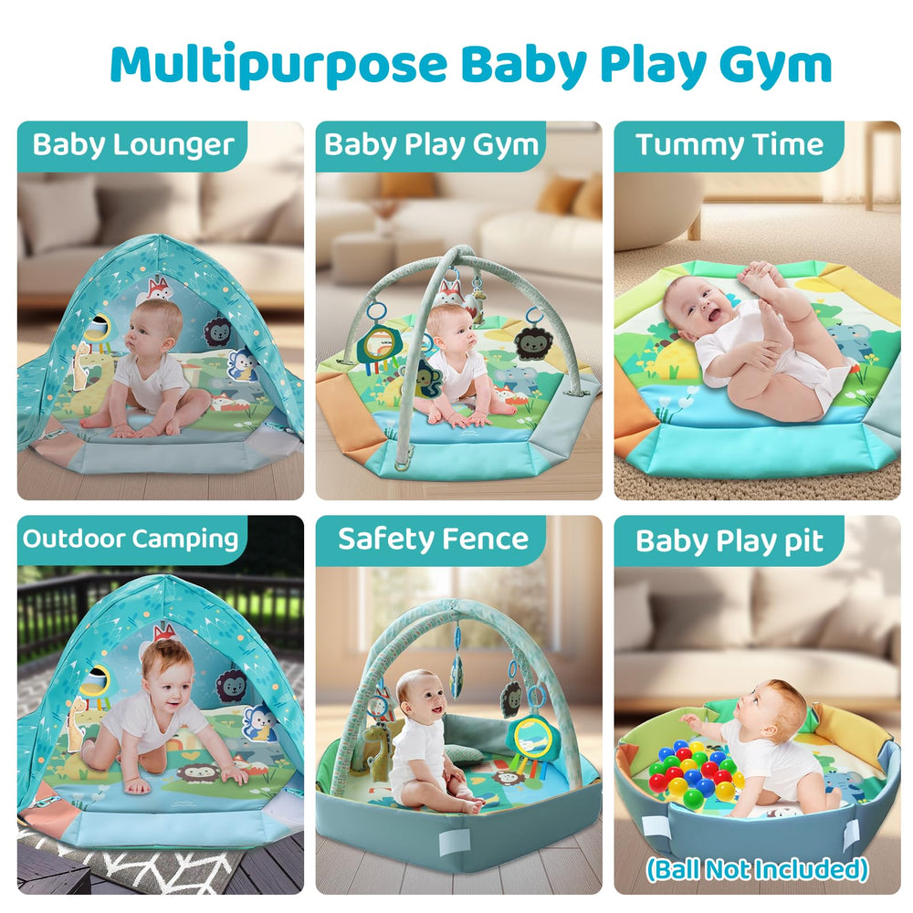 FAMOPLAY 5 detachable toys engage baby's senses and motor skills during playtime