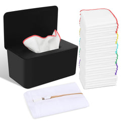 FAMOPLAY 54-pack flannel wipes with dispenser for easy top-draw diaper changes