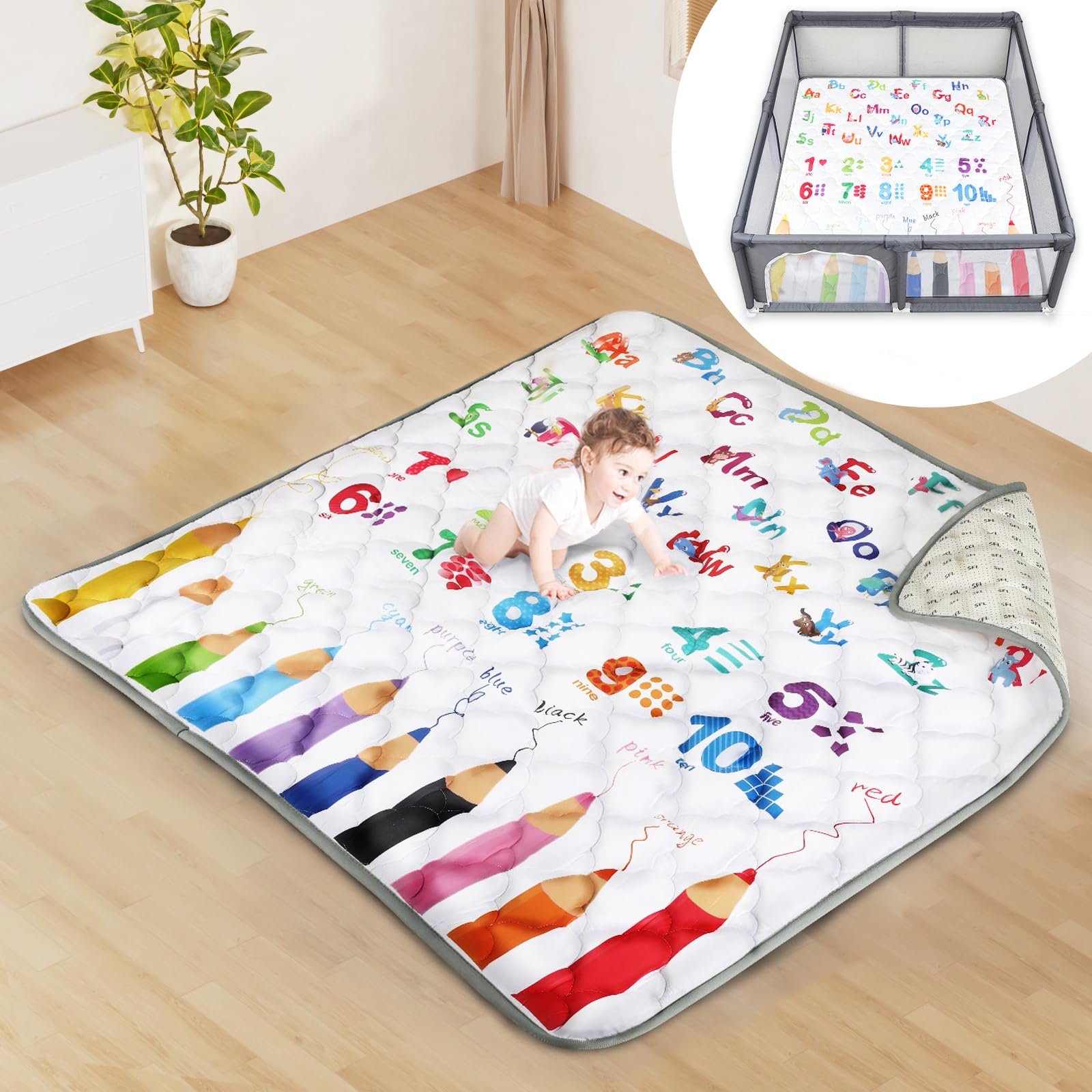 FAMOPLAY baby play mat laid flat for crawling and play