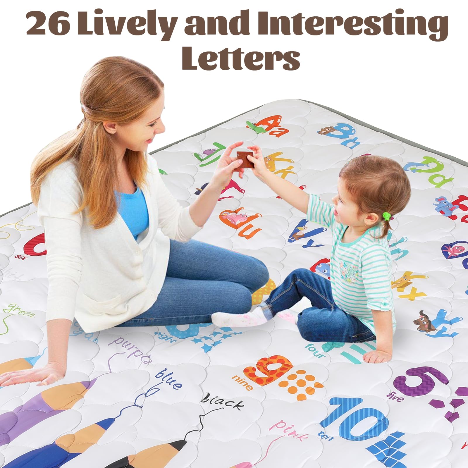 FAMOPLAY letters design on the mat supports early recognition and learning