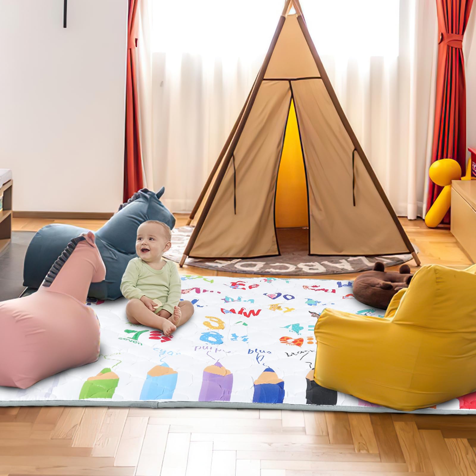 FAMOPLAY mat is machine washable for quick cleanup after messes