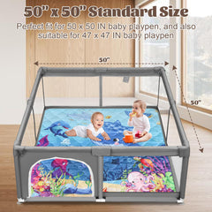 FAMOPLAY Ocean baby mat flat on floor, ideal for safe play sessions.