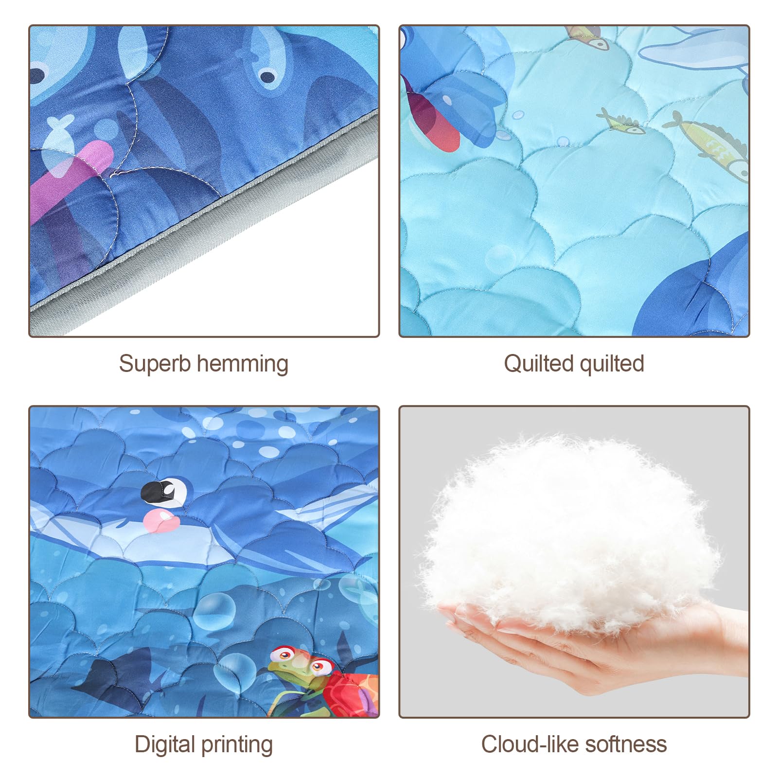 FAMOPLAY Ocean baby mat machine-washable fabric for quick cleanup.