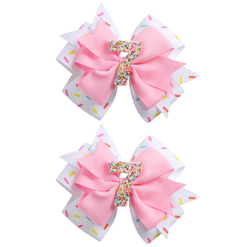 Fancheer birthday bow with ice cream pink confetti for festive party photos.