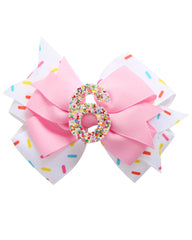 Fancheer birthday hair bow with ice cream donut pink enhances party look for baby girls.