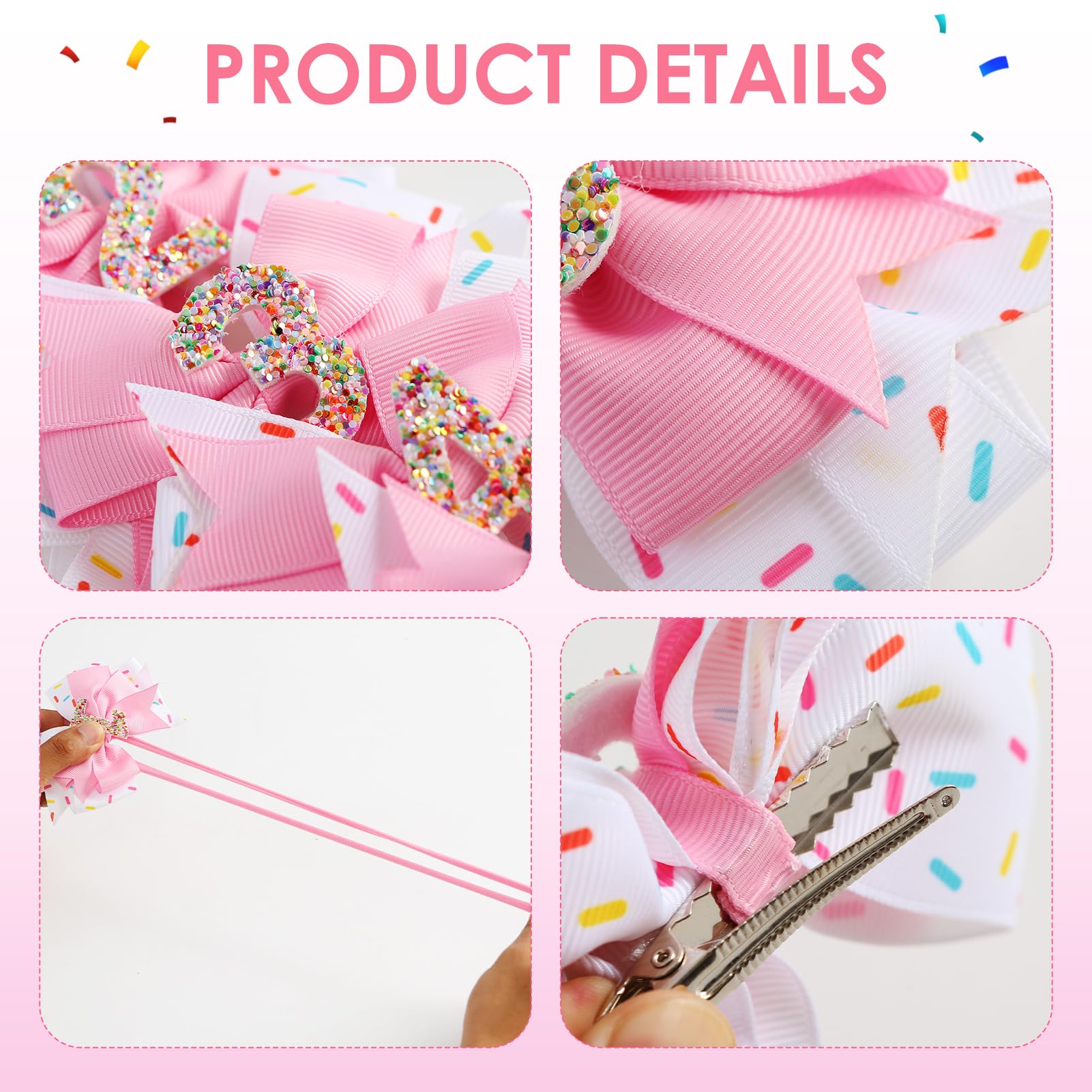 Close up of handmade glitter bow by Fancheer adding lasting sparkle