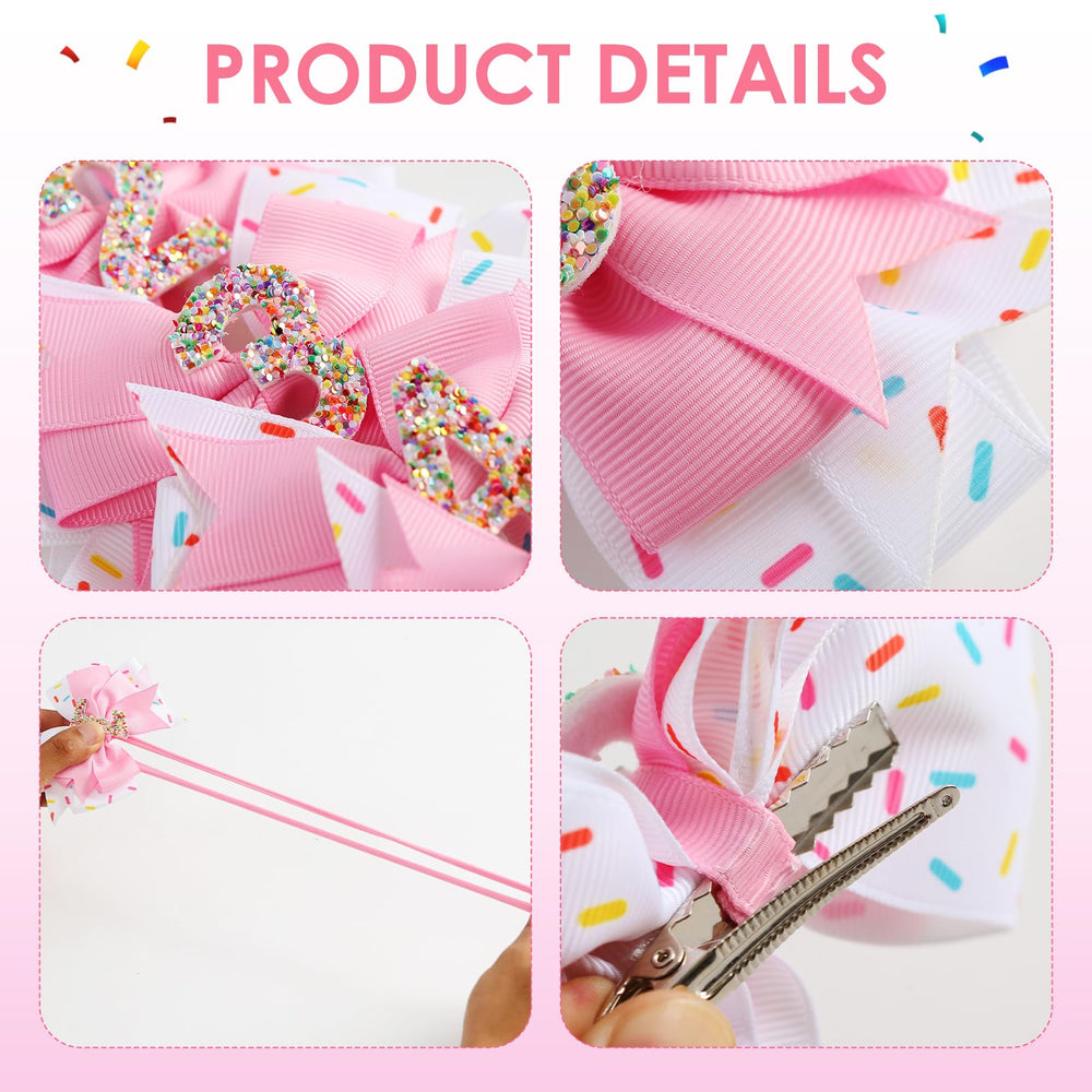 Close up of handmade glitter bow by Fancheer adding lasting sparkle