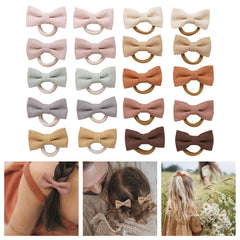 Fancy Clouds 20-piece baby hair ties set with linen bows for everyday styling.