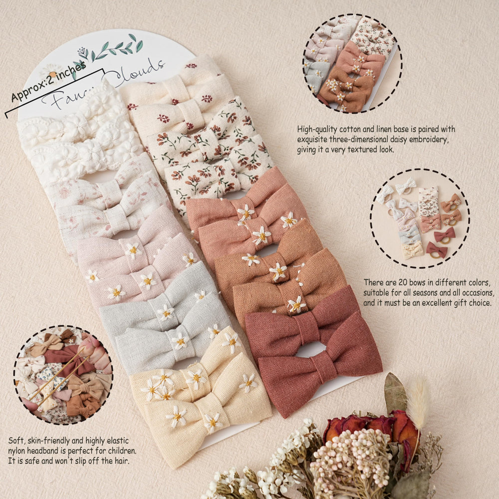 Fancy Clouds linen texture close-up highlighting soft, comfortable bows for styling