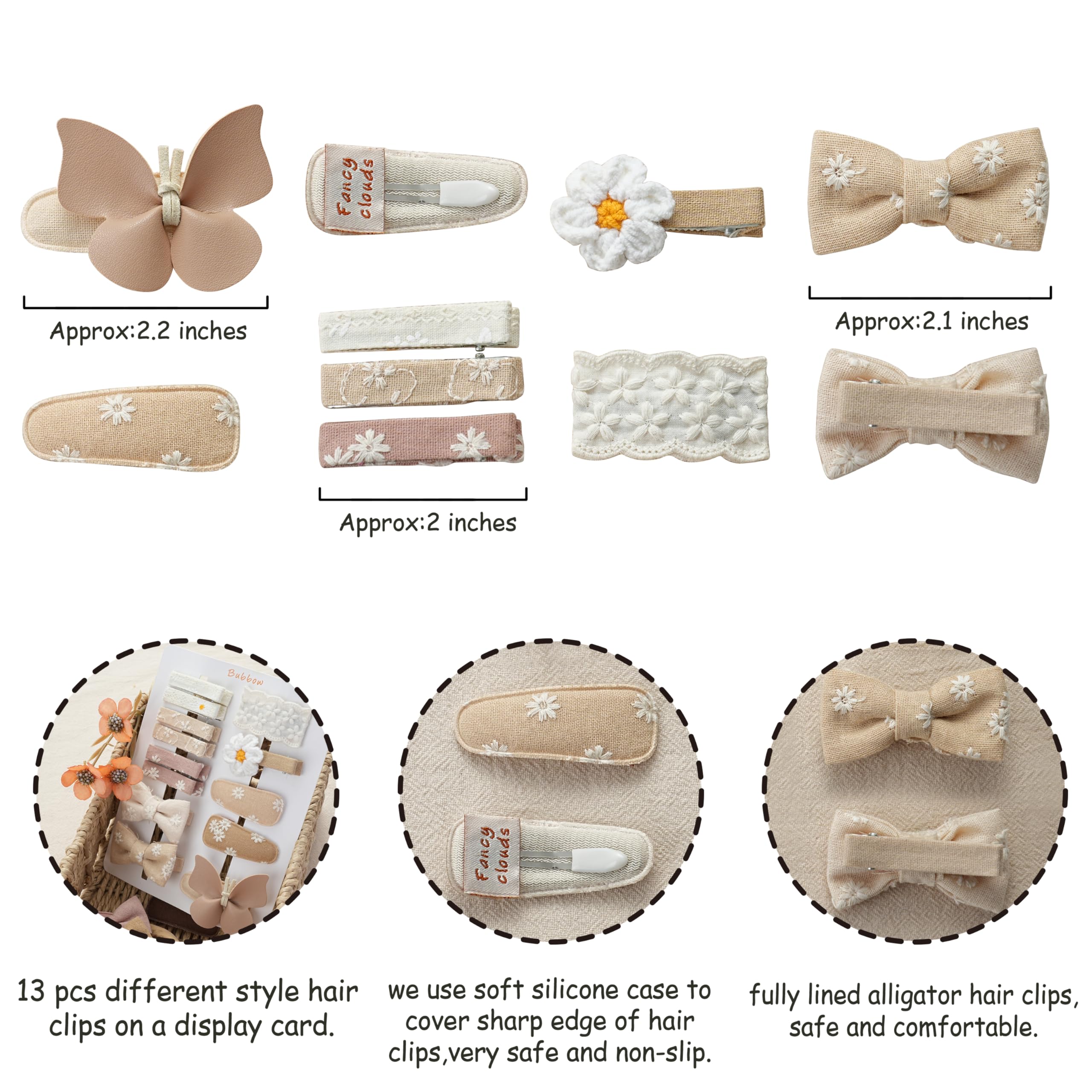 Fancy Clouds neutral-tone hair accessories pair with many outfits.