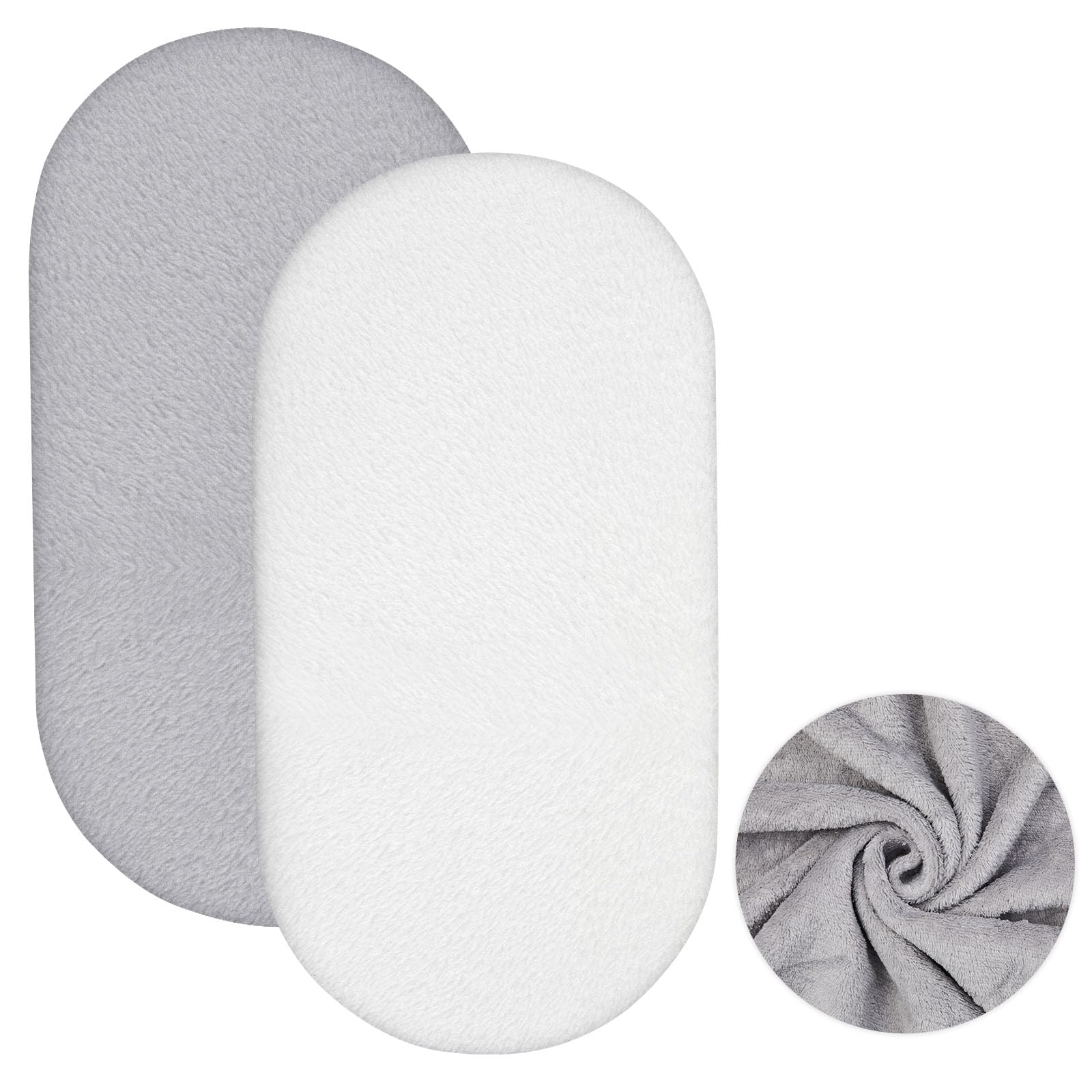 Fanfanwin bassinet sheets gray and white 2-pack for easy rotation.
