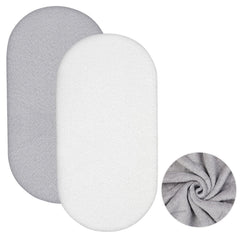 Fanfanwin bassinet sheets gray and white 2-pack for easy rotation.