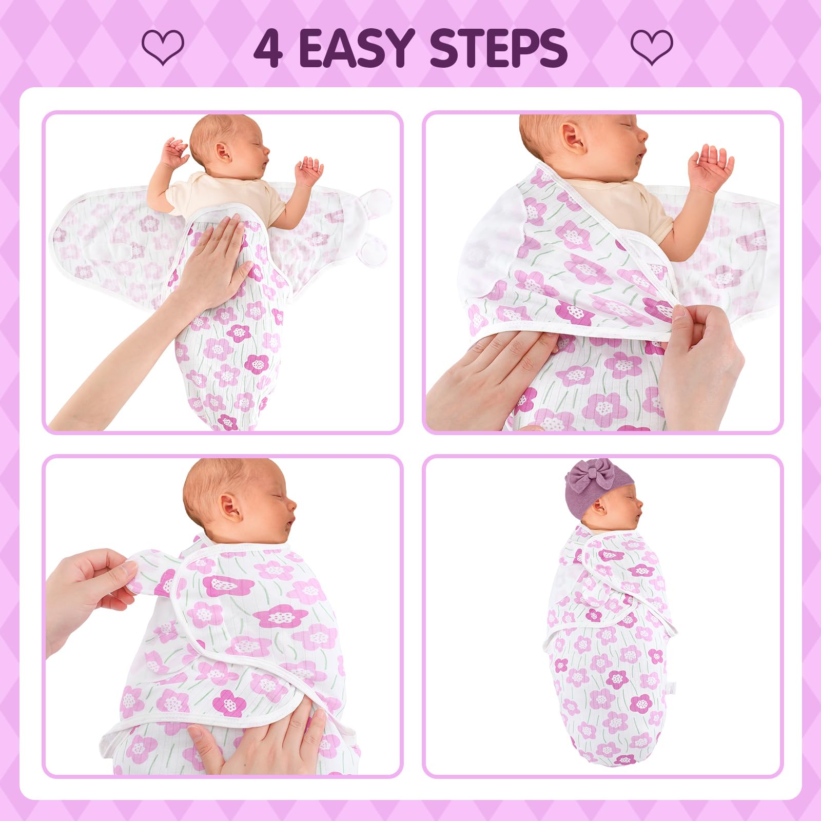 Fanfanwin preemie swaddle bunny ears design adds gentle warmth