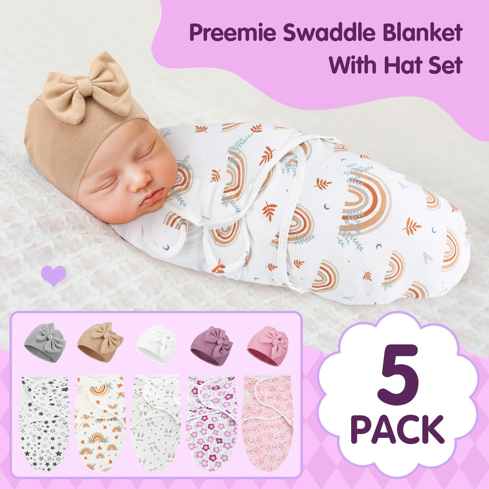 Fanfanwin preemie swaddle leaves pattern providing snug wrapping