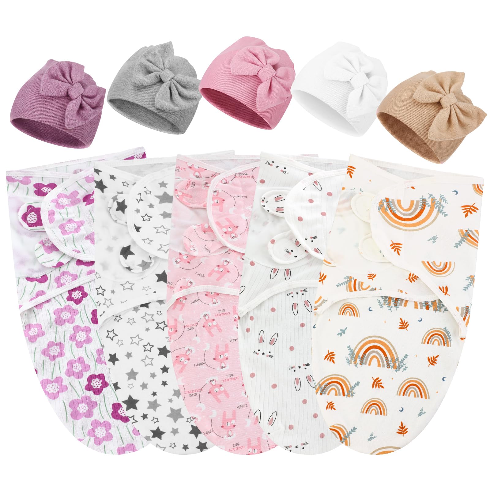 Fanfanwin preemie swaddle with mini rabbits pattern for gentle soothing sleep