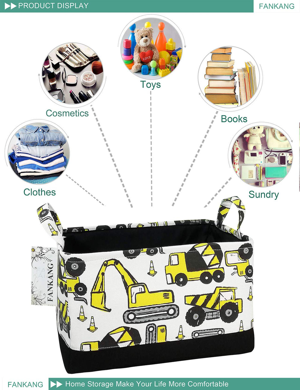 FANKANG basket with handles ideal for nursery organization.