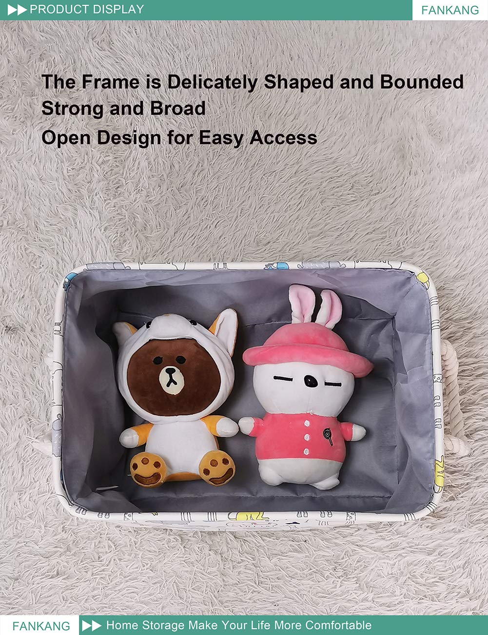 FANKANG rectangular storage bin animal pattern brings cheerful vibe to kids spaces