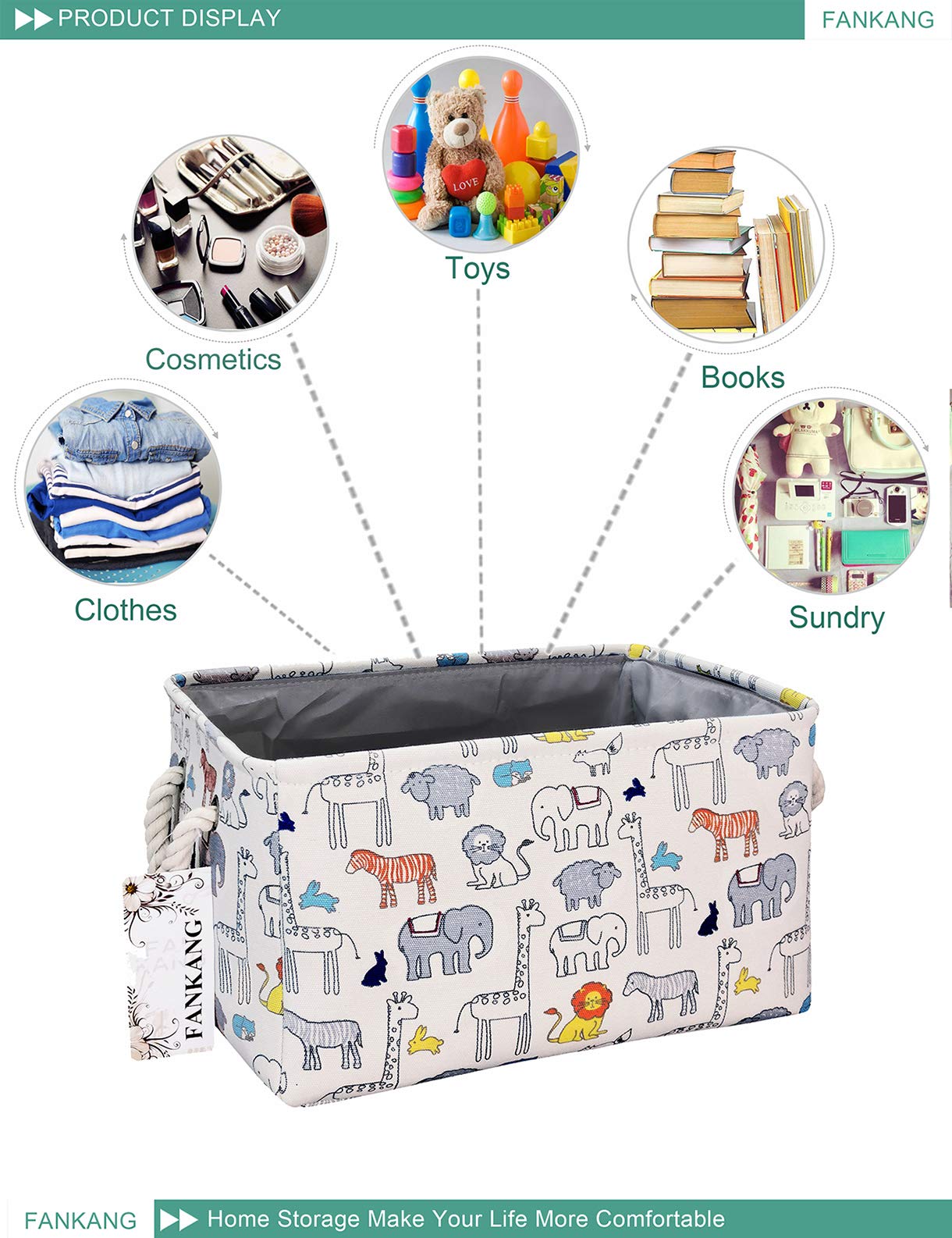 FANKANG rectangular storage bin book storage simplifies kid-friendly shelving and reading corners