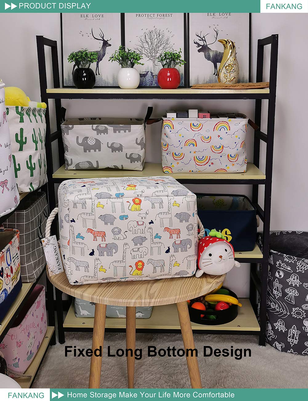 FANKANG rectangular storage bin collapsible design stores flat when not in use