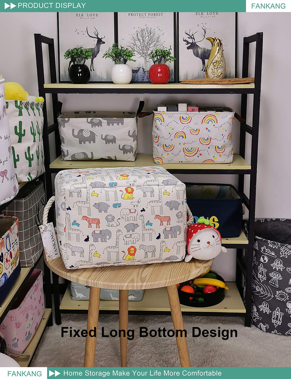FANKANG rectangular storage bin collapsible design stores flat when not in use