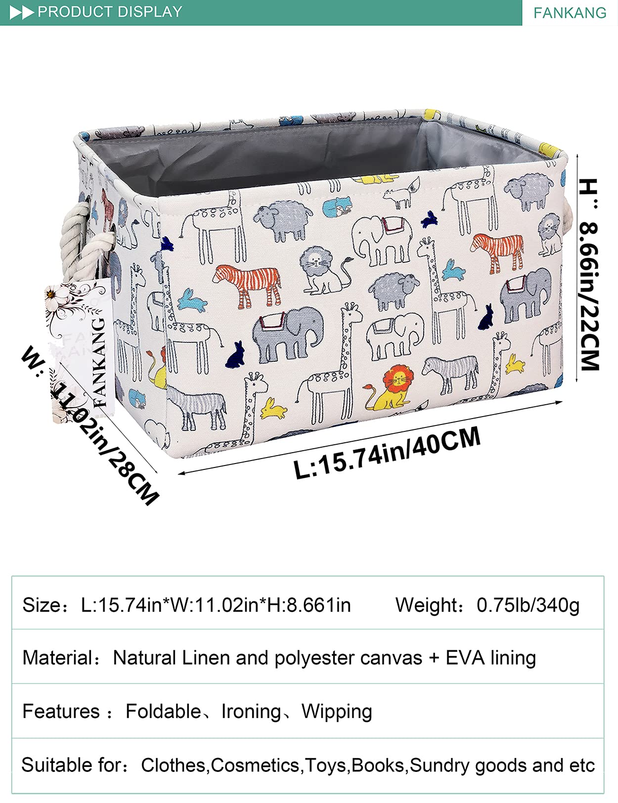 FANKANG rectangular storage bin toy storage keeps playrooms tidy and toys within reach