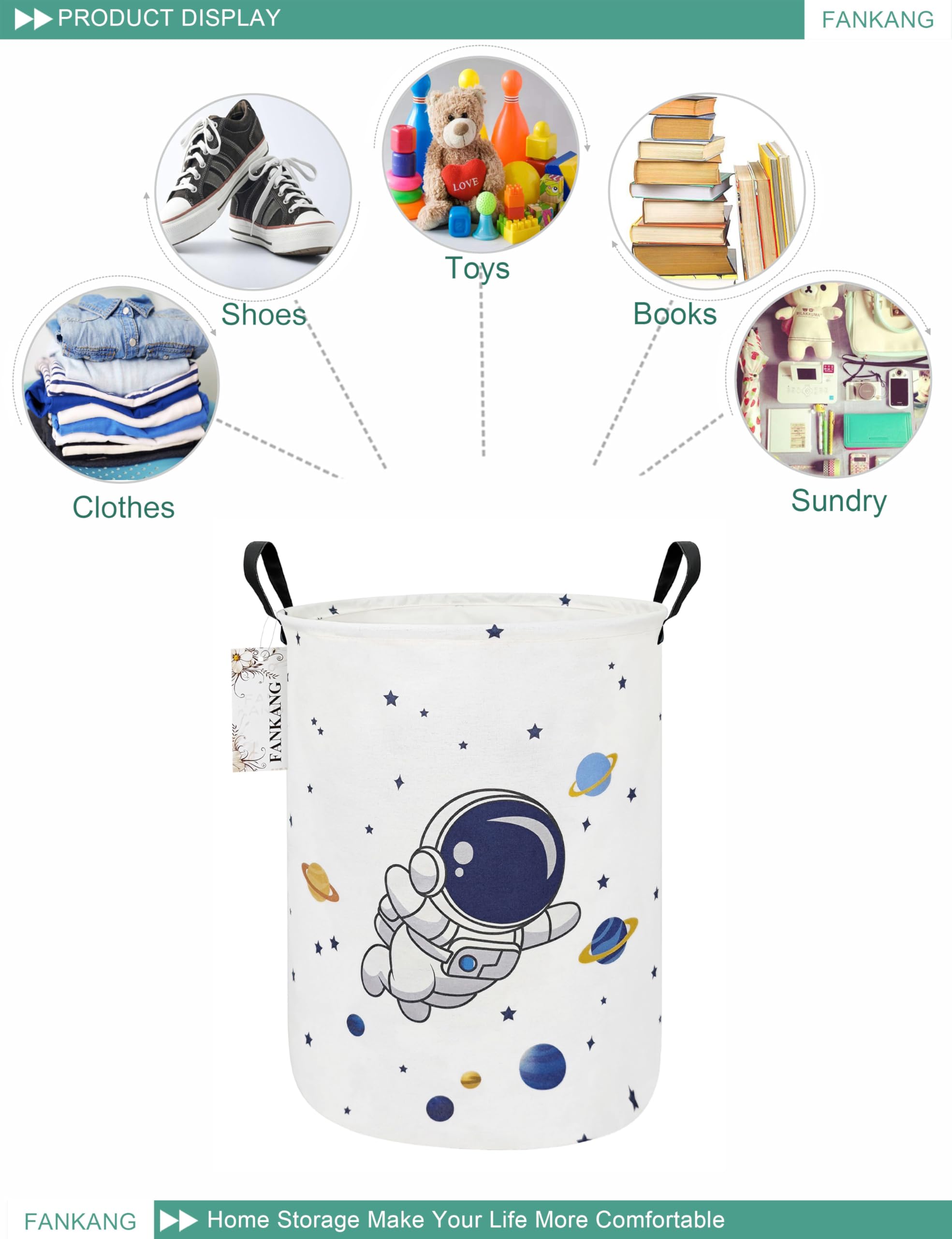 FANKANG basket side handles make toting toys, towels, or clothes easy.