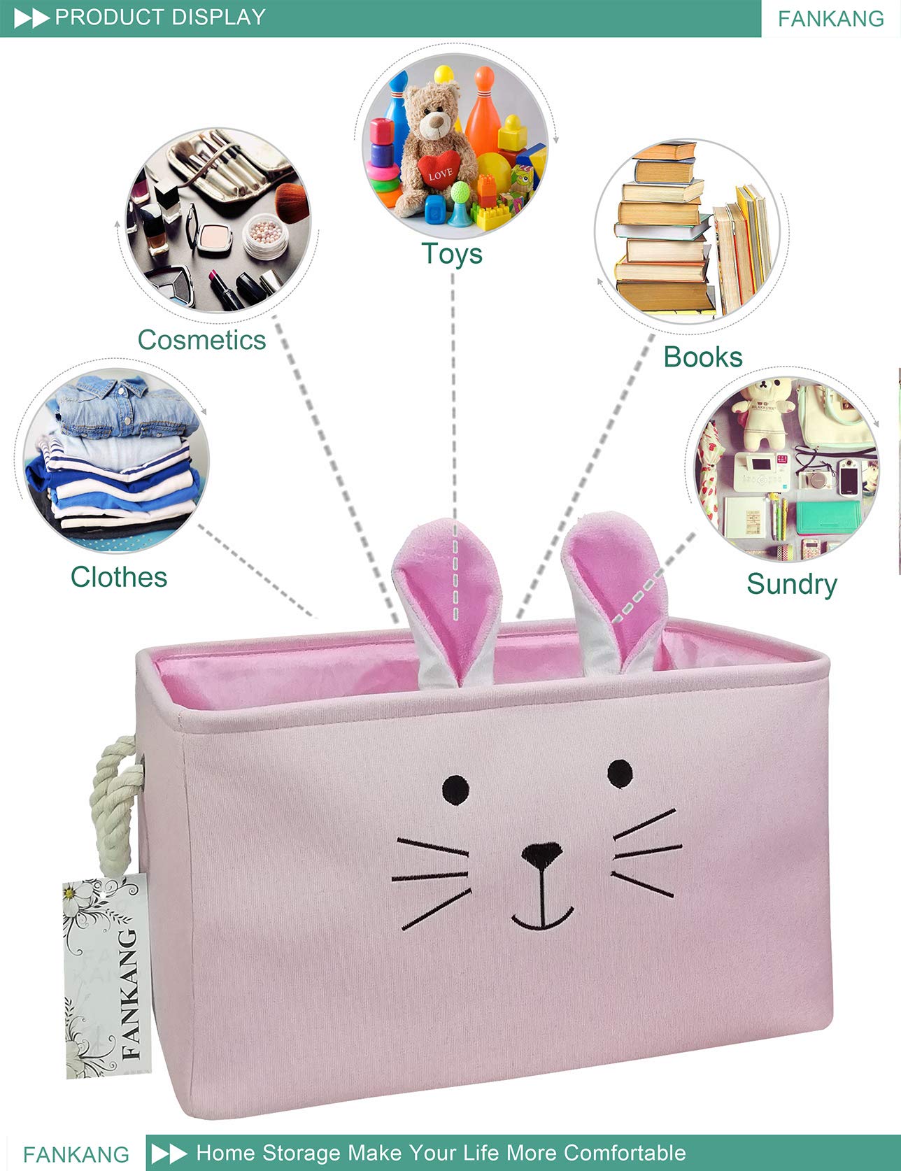 FANKANG collapsible storage bin folds flat for compact storage