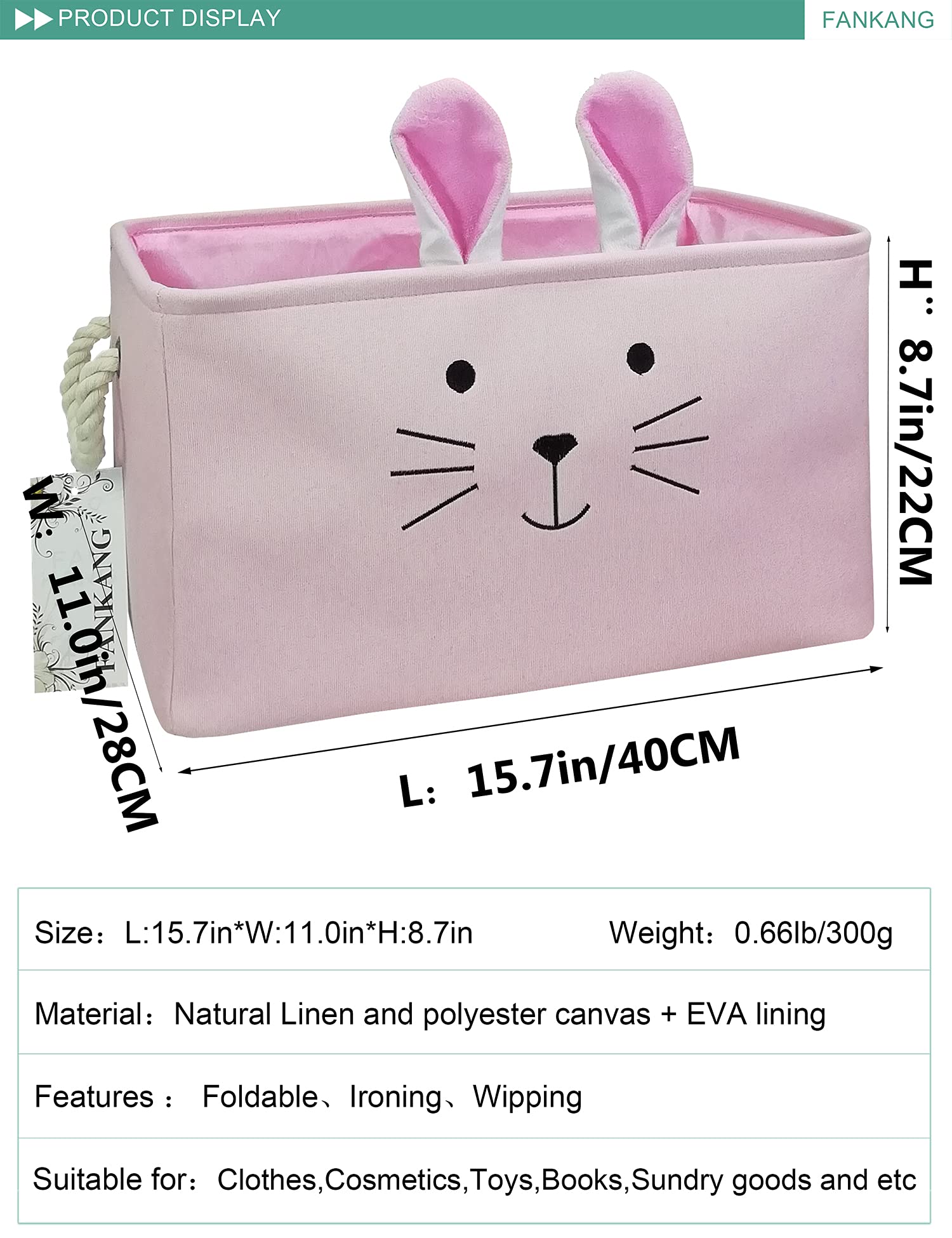 FANKANG storage bin with sturdy side handles for easy transport