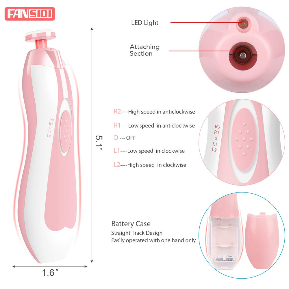 FANSIDI baby nail file with 10 grinding heads and essential attachments