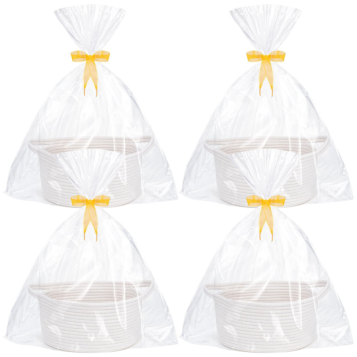 Fantasyon 4-pack woven baskets with gift bags for tidy storage.