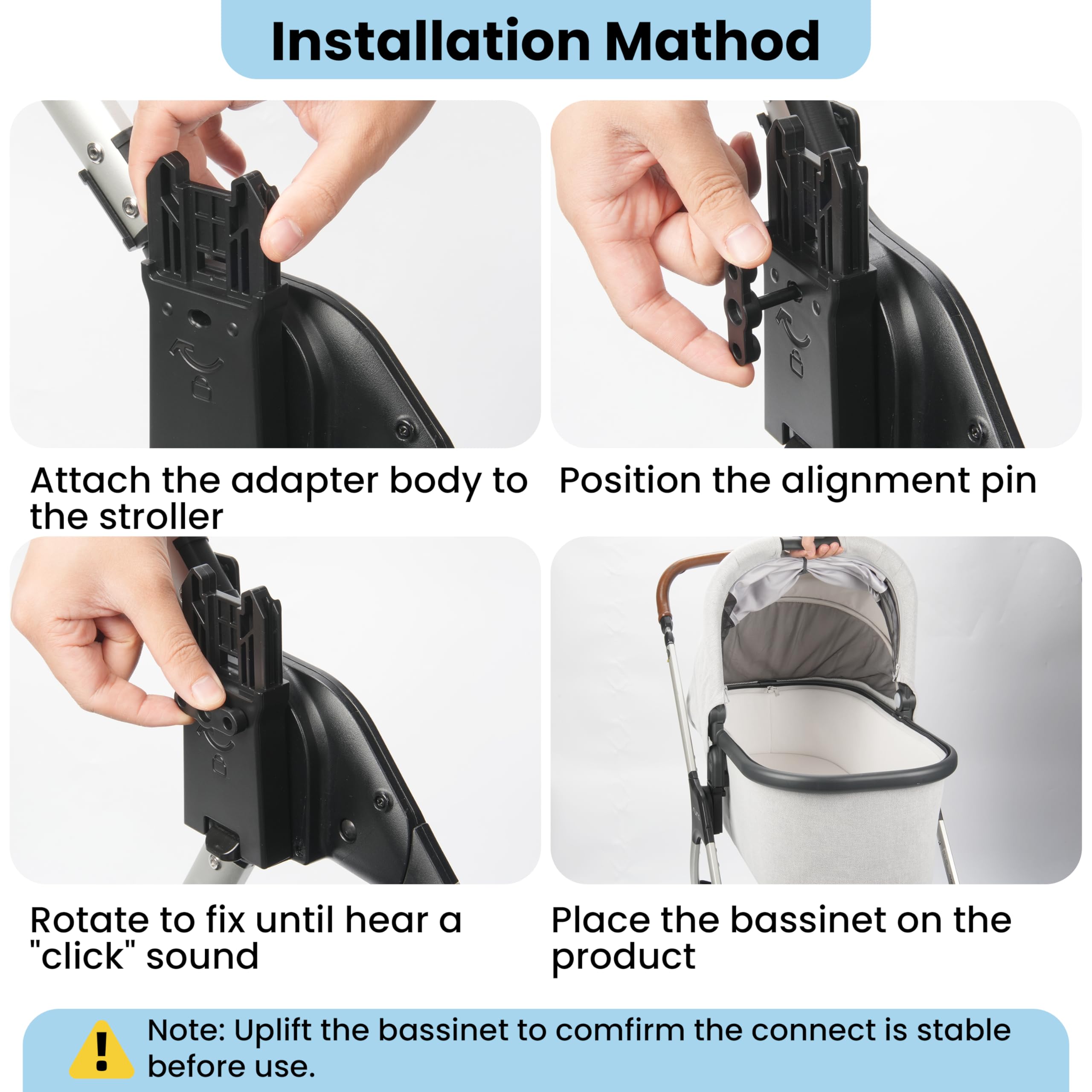 Easy installation enables quick bassinet swaps between stroller and bassinet