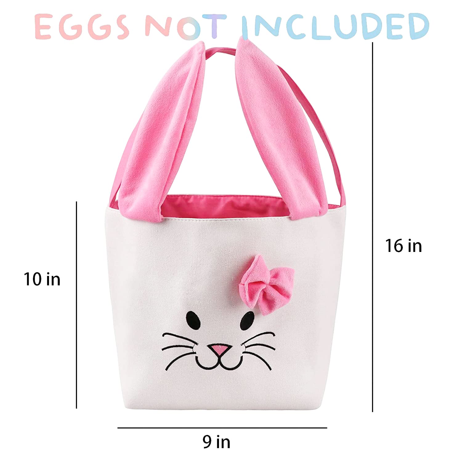 Fanunny pink Easter basket with large interior for eggs and treats.