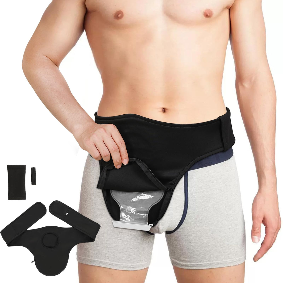 Fanwer ostomy belt in black for discreet daily wear and secure support.