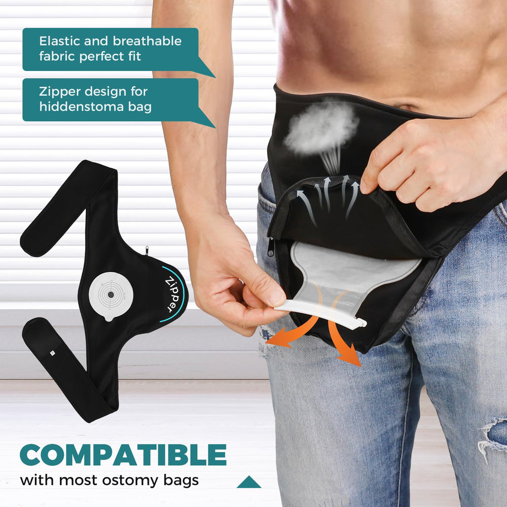 Fanwer ostomy belt inner pocket holding a pouch for stability.