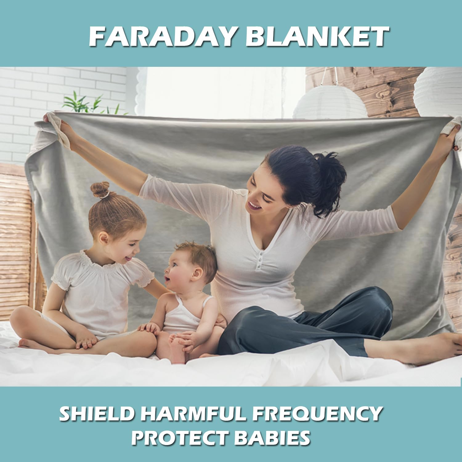 Faraday Fabric Belly Blanket three-layer construction with copper-nickel Faraday fabric.