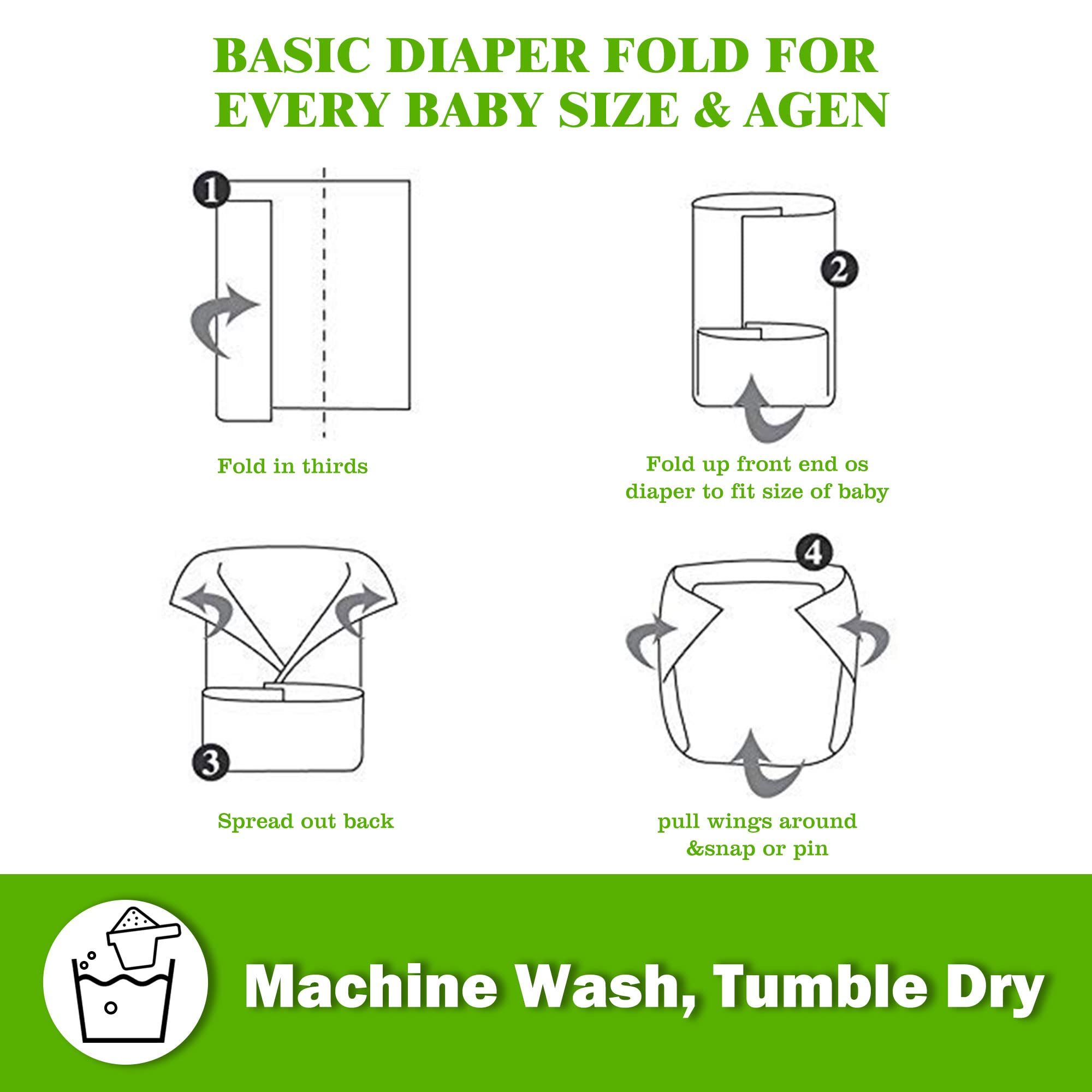 Fasoar prefold diapers pack display with multiple count options.