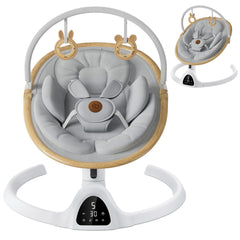 FasonBaby Bluetooth infant swing with wood grain design enhances nursery aesthetics