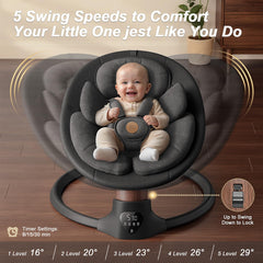 FasonBaby swing with Bluetooth plays melodies to soothe baby.