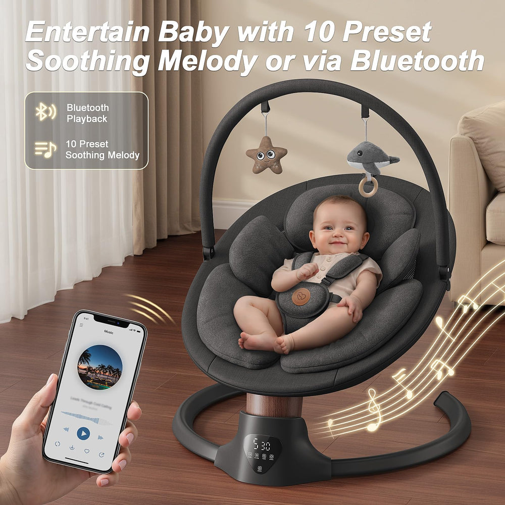 FasonBaby swing offers five speeds to match baby’s activity level.