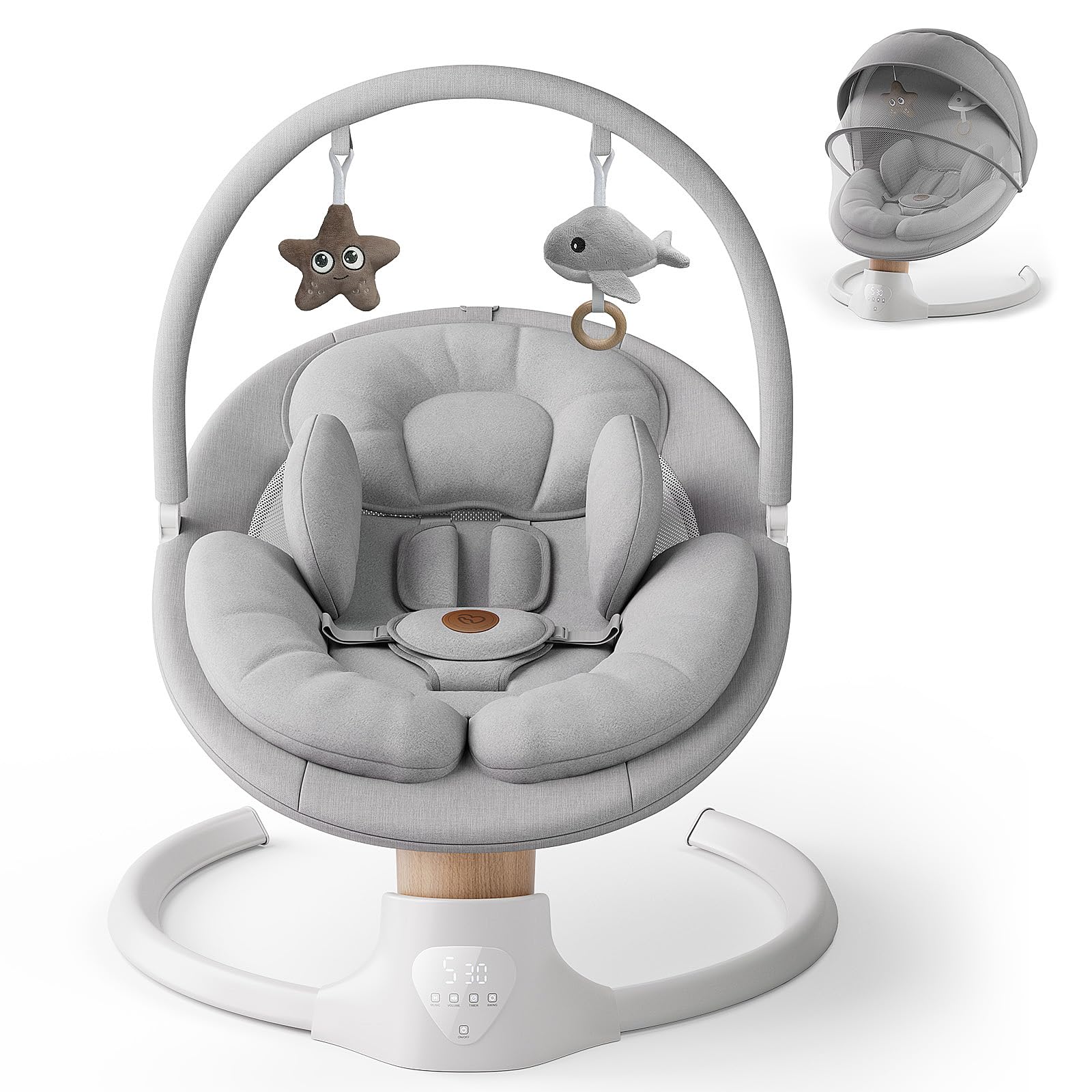 FasonBaby electric baby swing gray with soothing motions for infants.