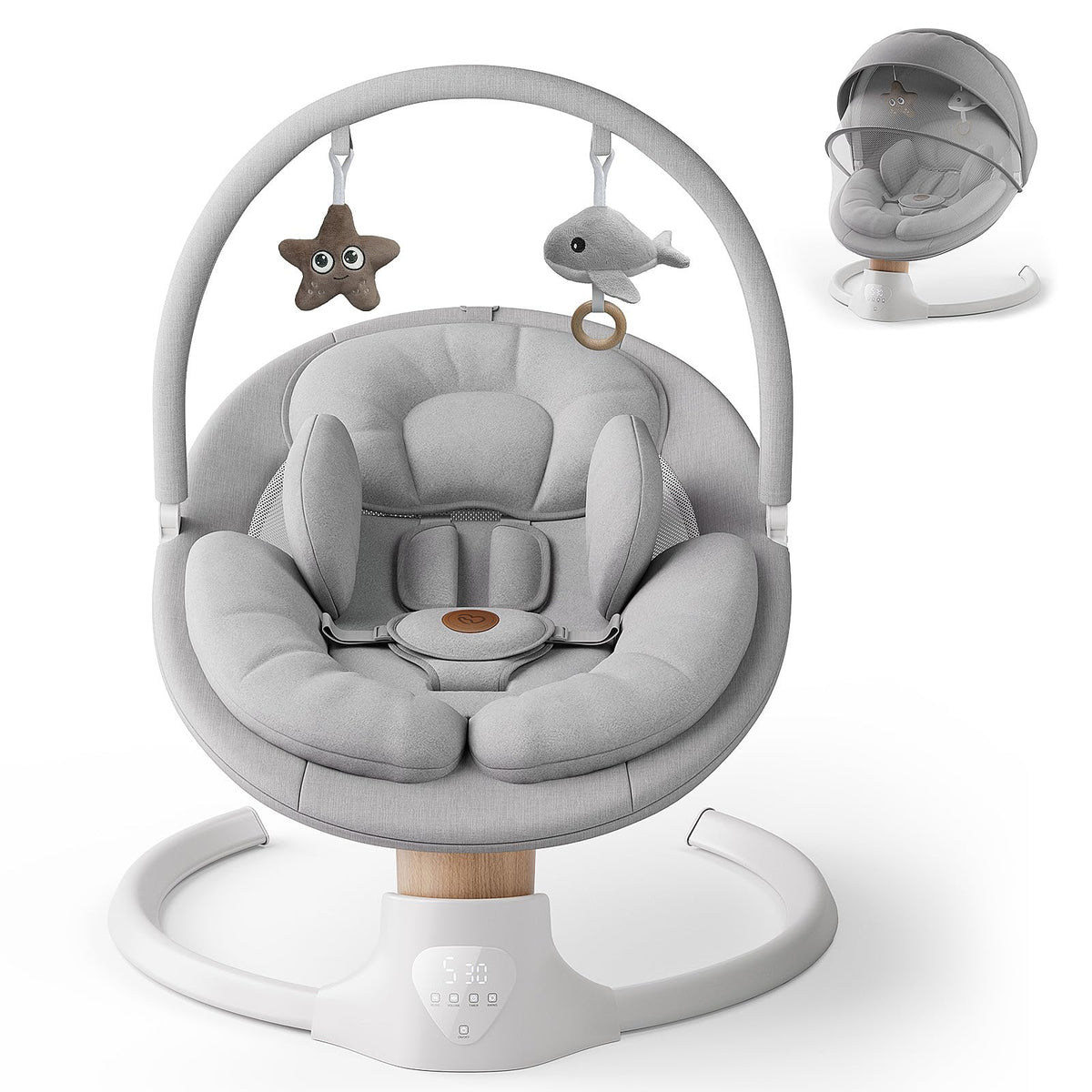FasonBaby electric baby swing gray with soothing motions for infants.