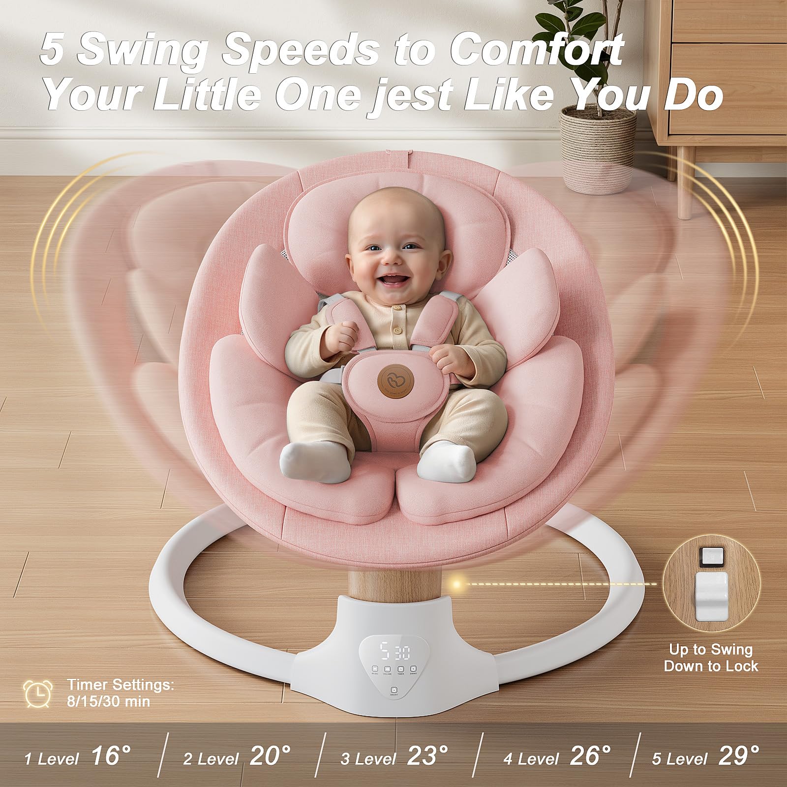FasonBaby electric baby swing infant seated with plush comfort.