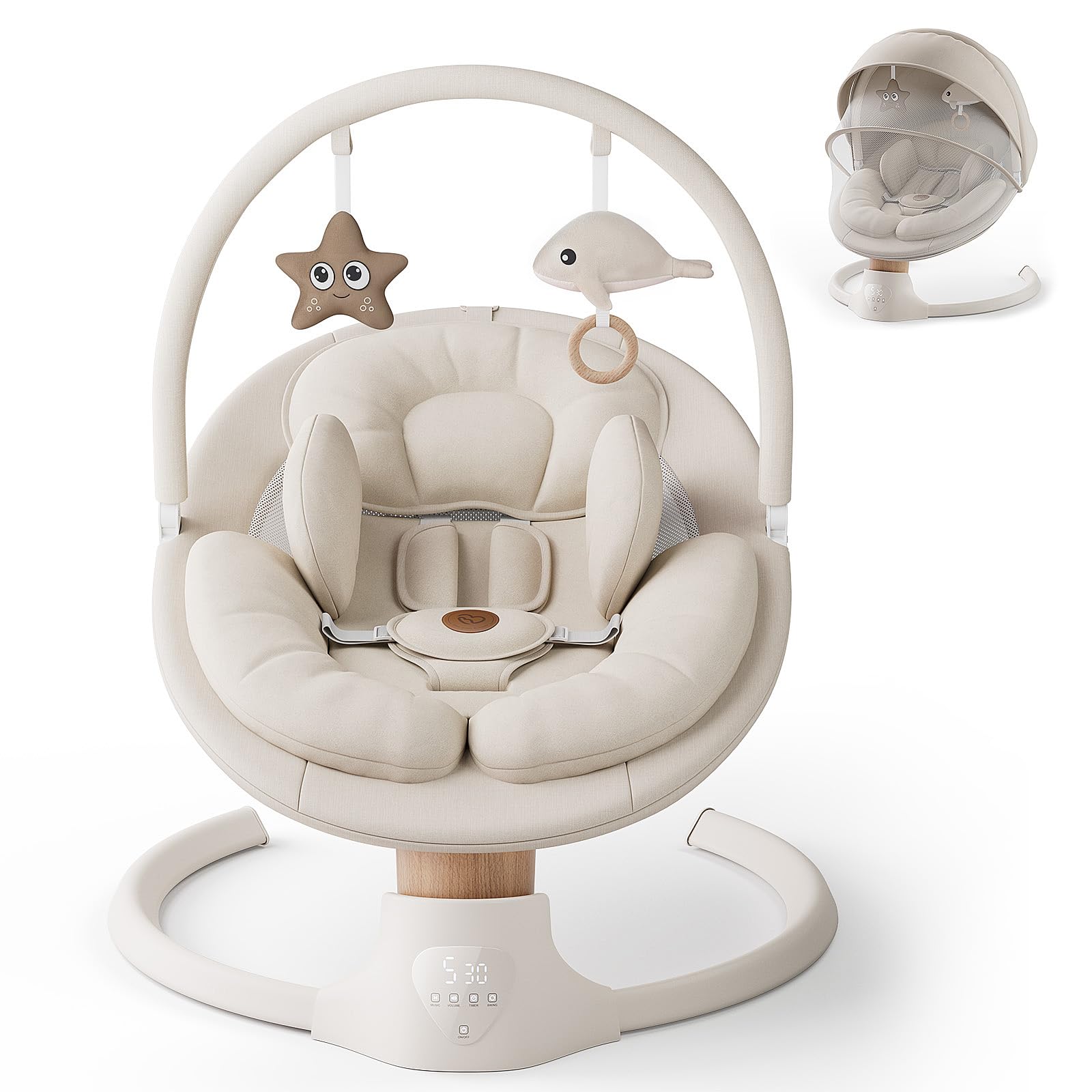 FasonBaby electric baby swing overview highlights versatile design and soothing motions.