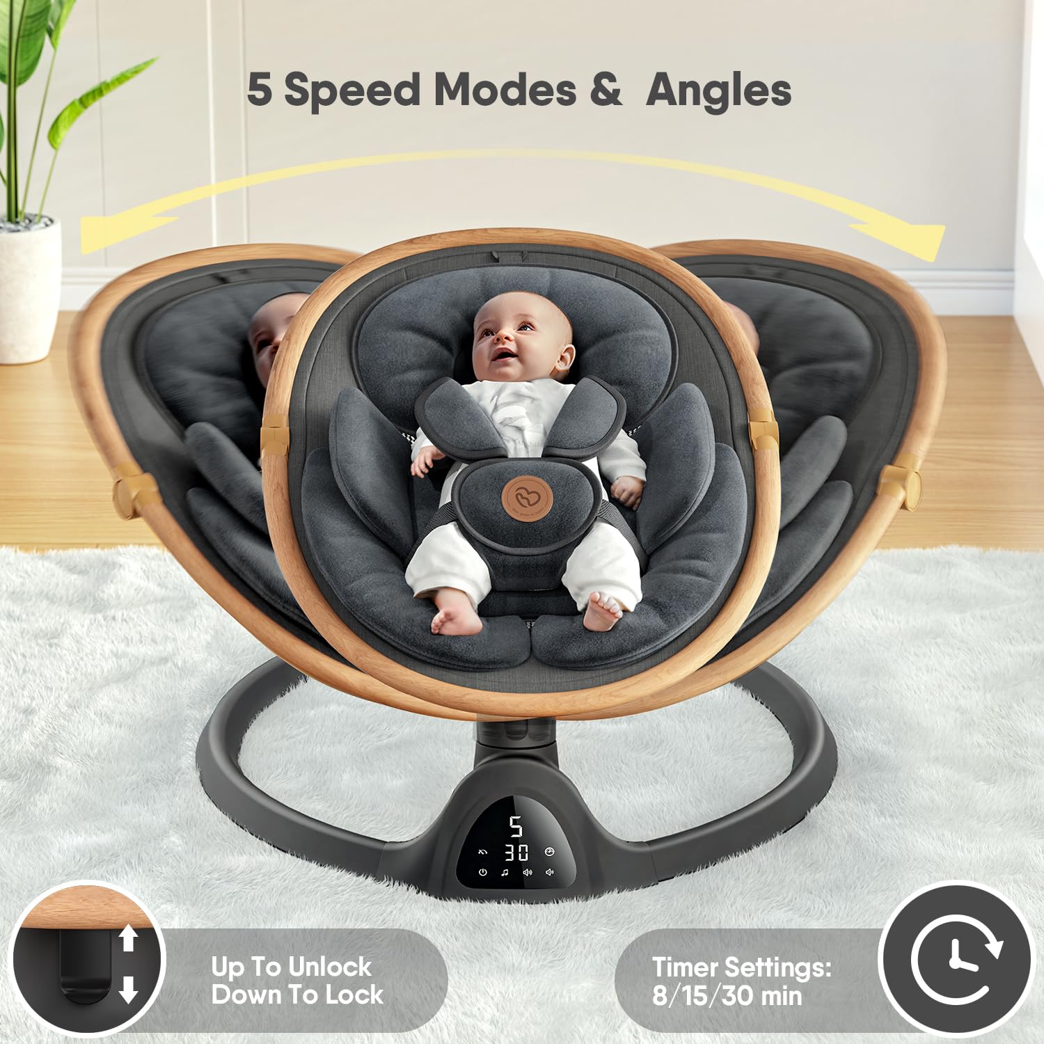 FasonBaby five natural swing speeds for soothing movement