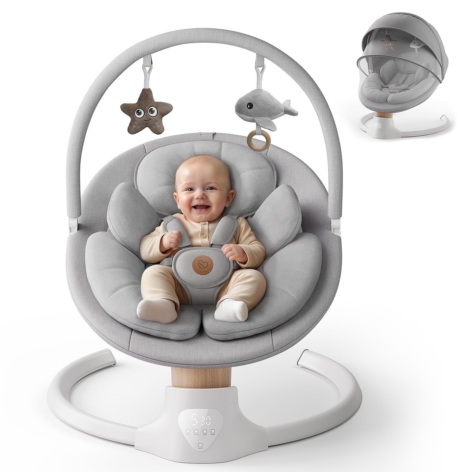 Secure five-point harness on the FasonBaby swing for added safety.