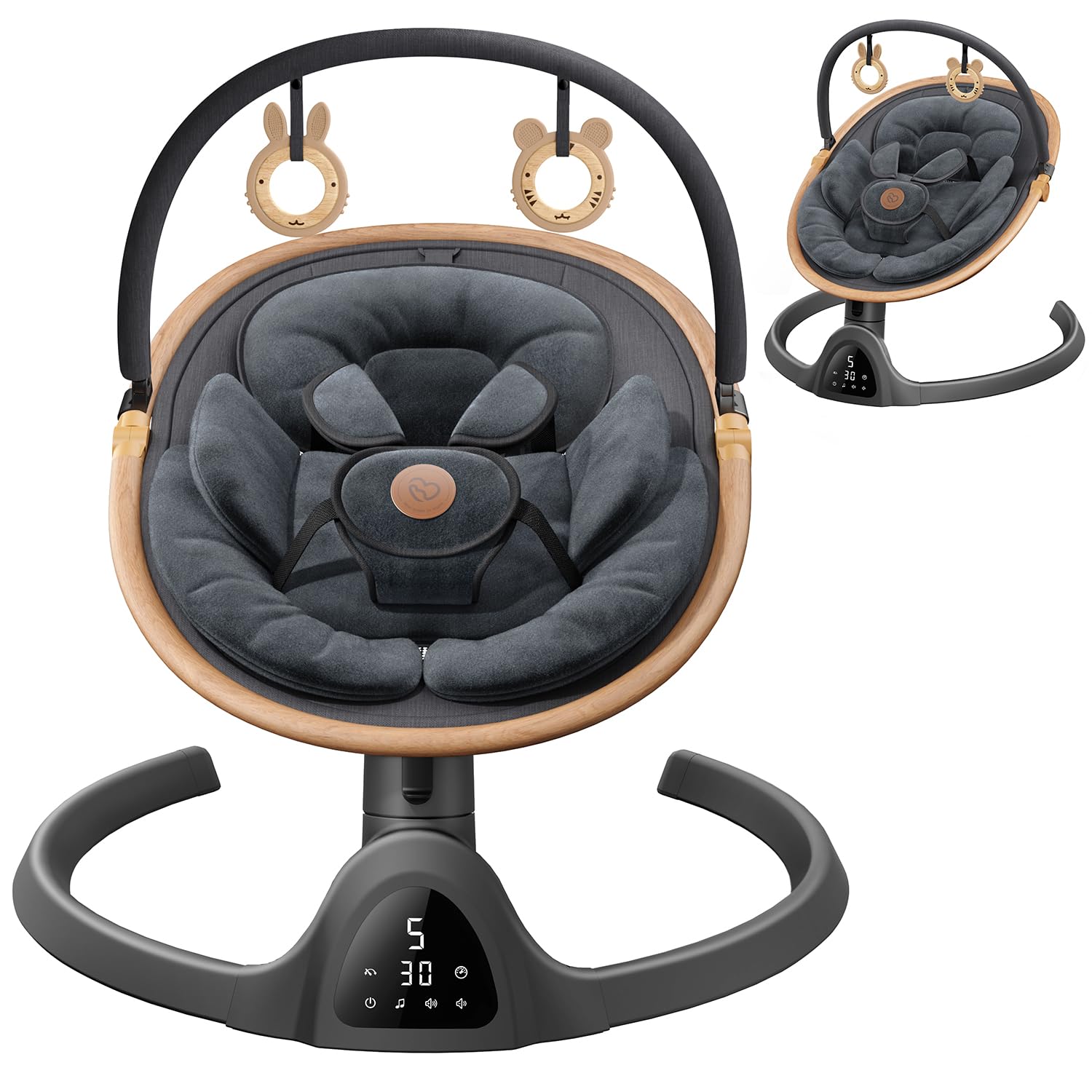 FasonBaby infant swing with wood grain design for a stylish nursery