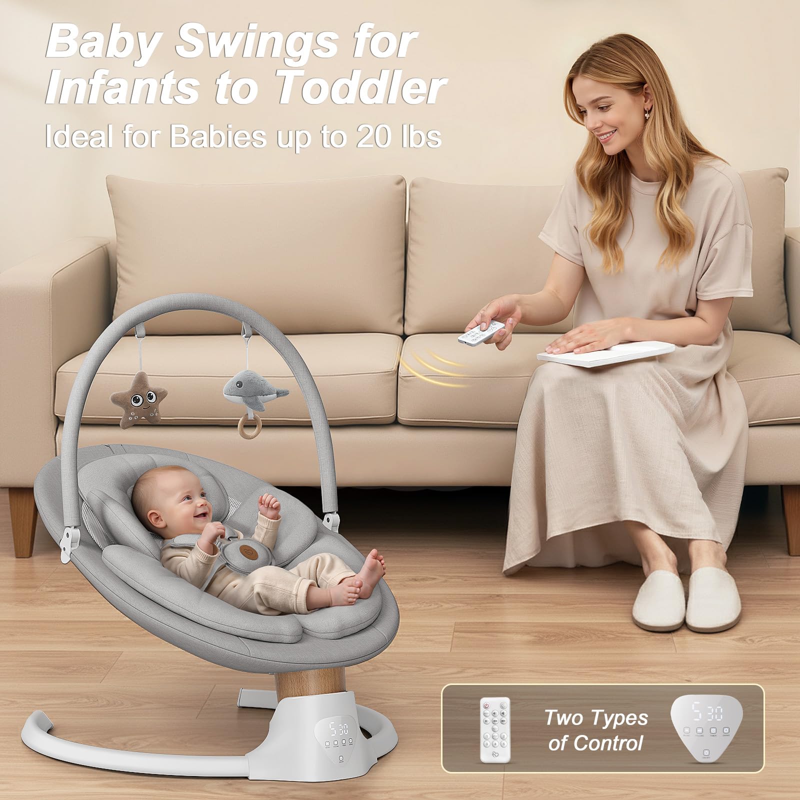 Removable double-layer seat cushion on the FasonBaby swing for year-round comfort.
