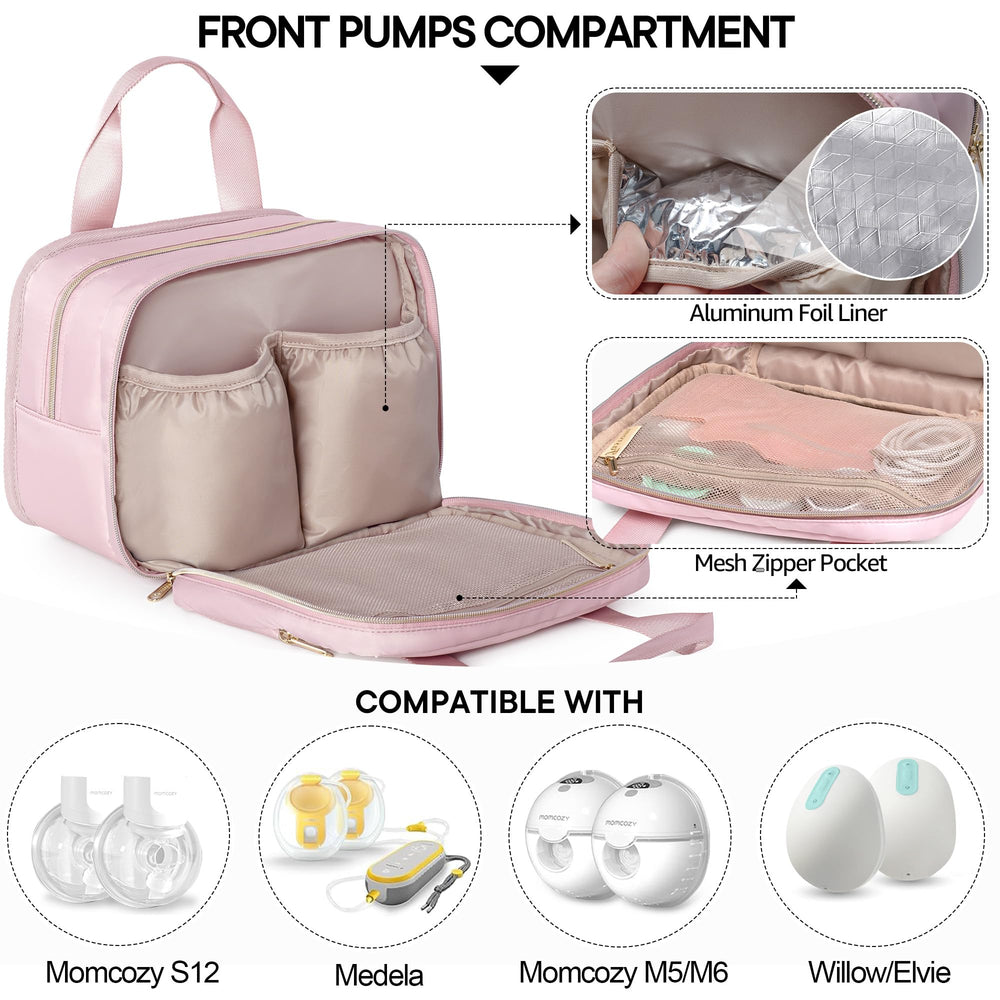 Fasrom bag interior shows padded elastic pockets for compatible pumps.