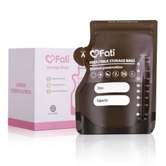 FATI breastmilk storage bags 120 pcs with light-blocking protection to help preserve quality.