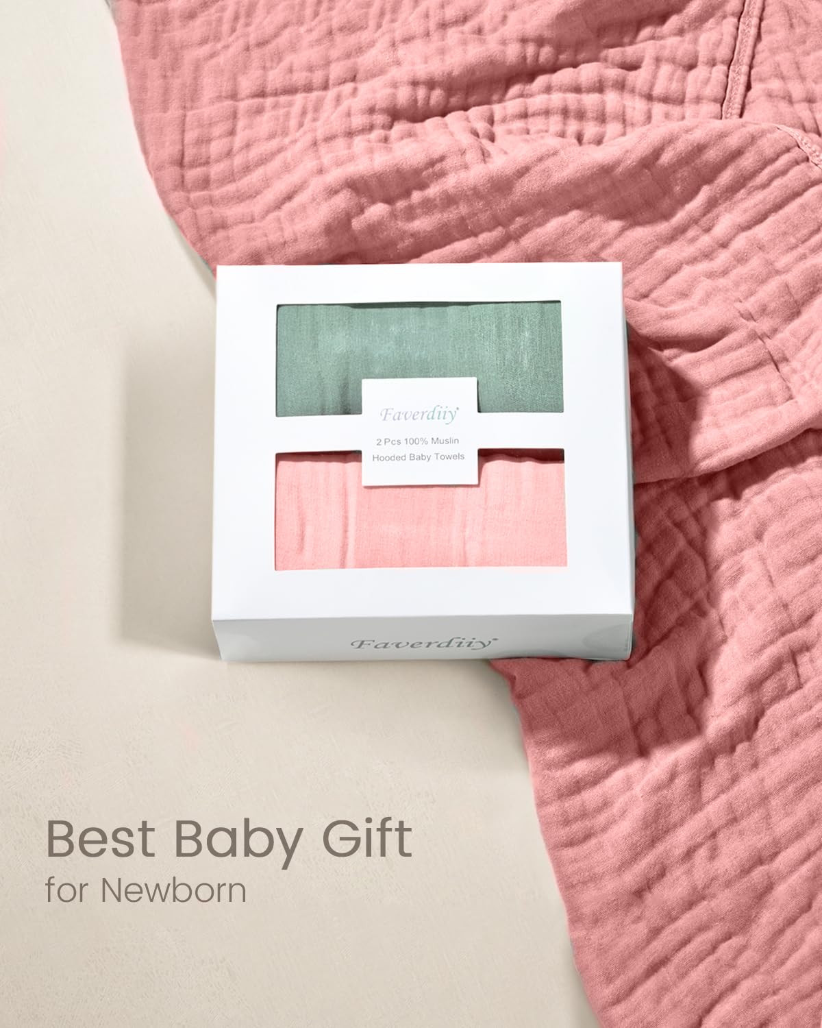 FAVERDIIY gift-ready newborn hooded towel set for baby showers